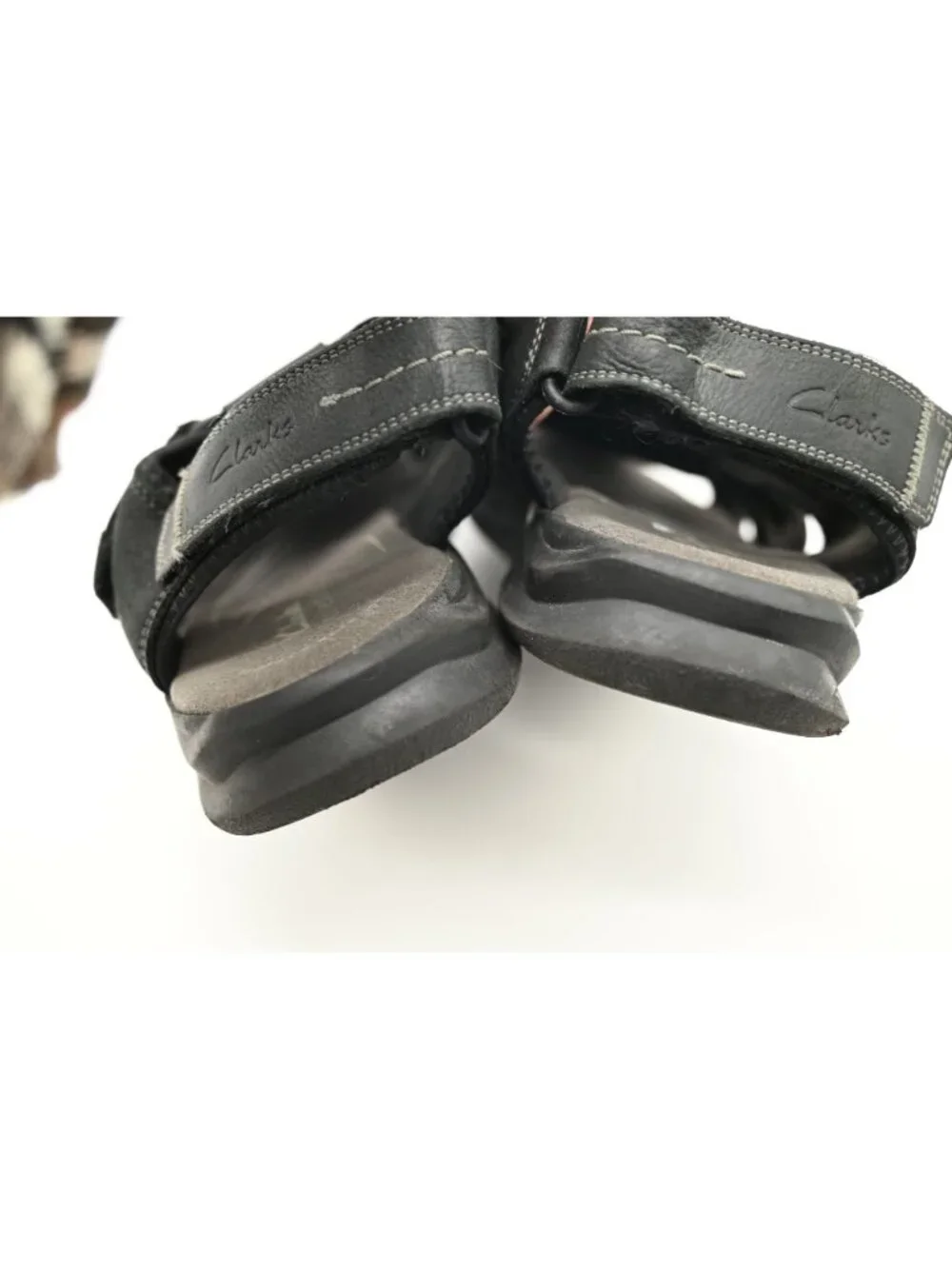 Clarks Walkford Fish Fisherman Sandals Sz 11 Black Tumbled Hook & Loop Comfort